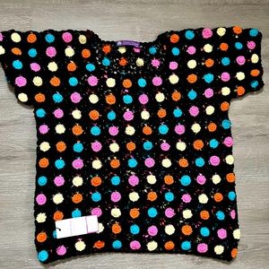 Multi-Color blocks crochet blouse. Small-Medium new with tag